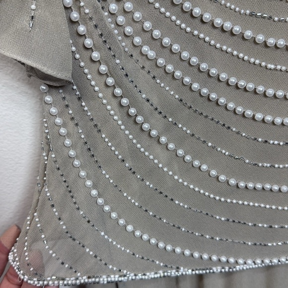 (R3) JKARA vintage Size 14 Full Length Champagne Beaded Formal Dress NWT - Picture 4 of 13